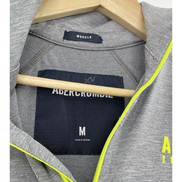 Abercrombie & Fitch Men’s Muscle Track Jacket Activewear Grey Pullover Sz M - Picture 5 of 10